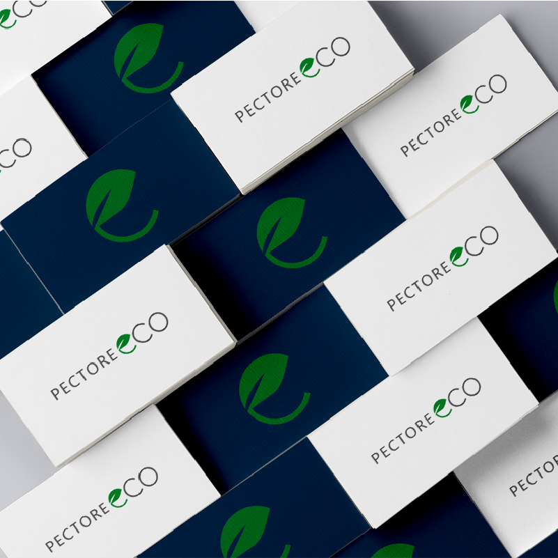Wizualizacja logo Pectore Eco na wizytówkach
